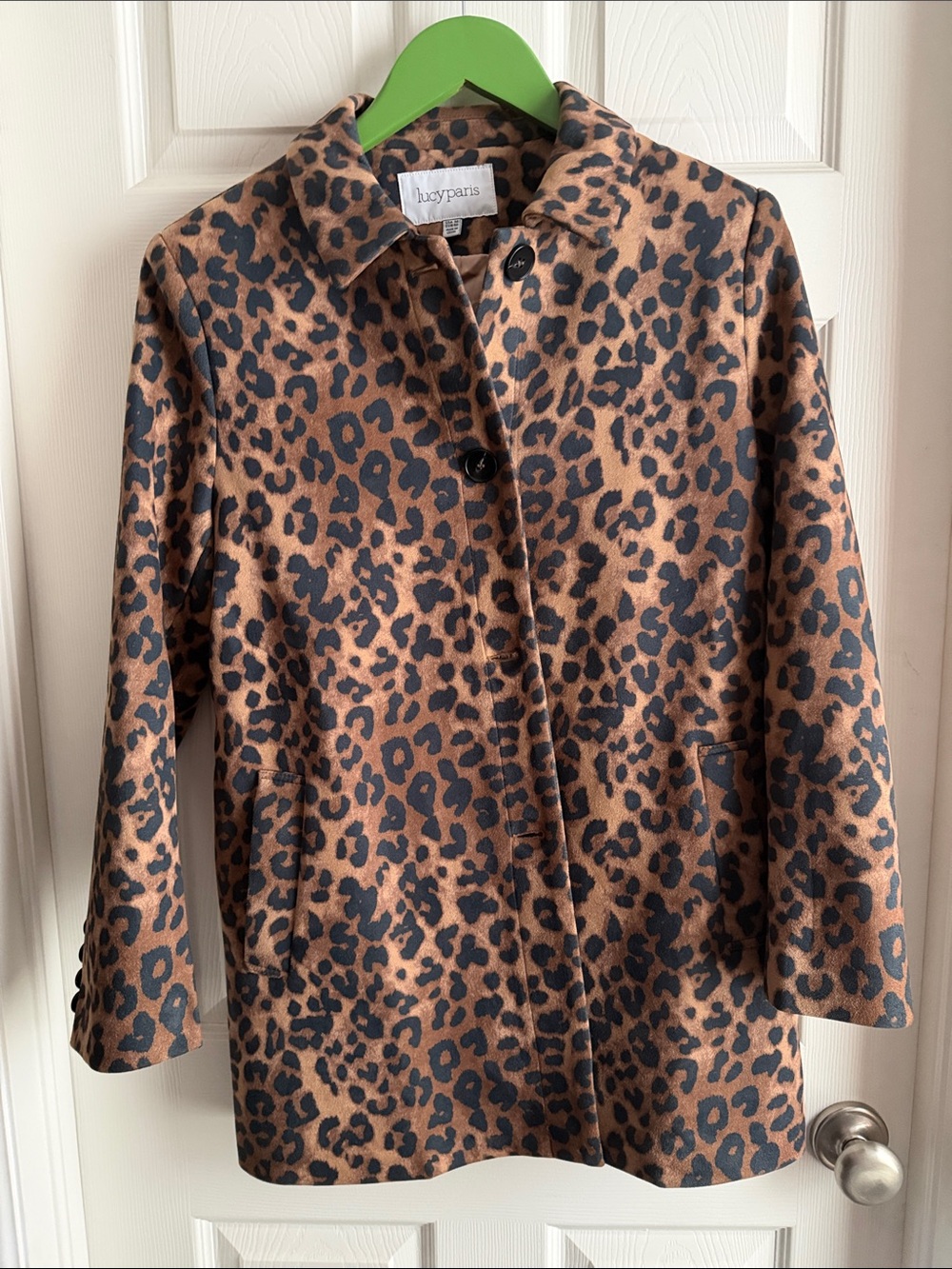 Lucy Paris Leopard Print Pea Coat in Brown and Black
